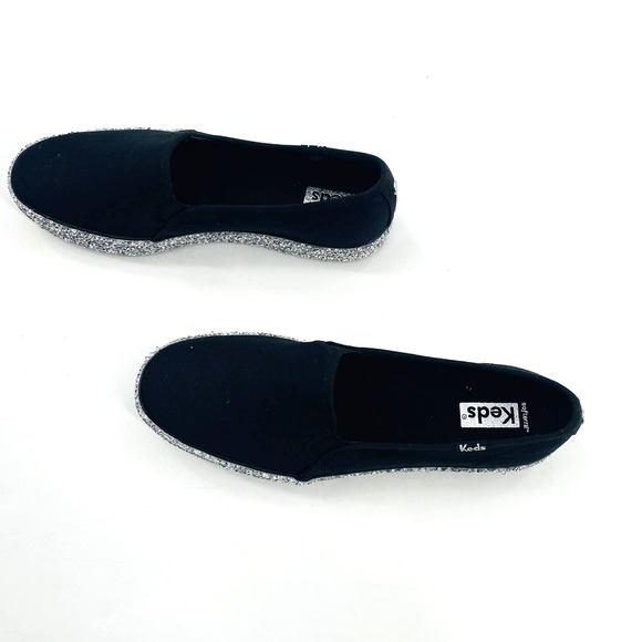 Keds Women's Black Slip-On Shoes with Silver Glitter Sole - Picture 3 of 10